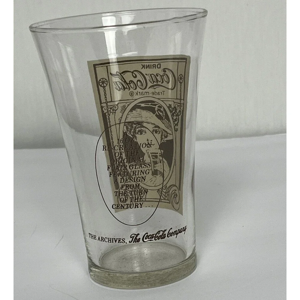 Coca Cola Flair Glass Vintage 80s Archive Re-Creation Victorian Lady Clear 16 oz